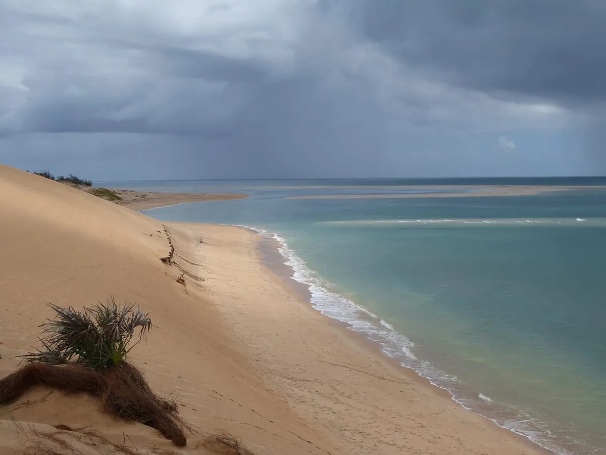 Dunes and beach on an island of the Bazaruto Archipelago