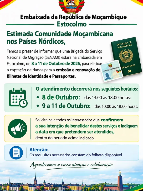 Poster: SENAMI brigade at the Embassy in Stockholm, 8 to 11 October 2026
