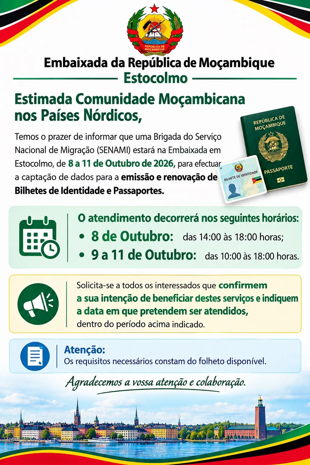 Poster: SENAMI brigade at the Embassy in Stockholm, 8 to 11 October 2026
