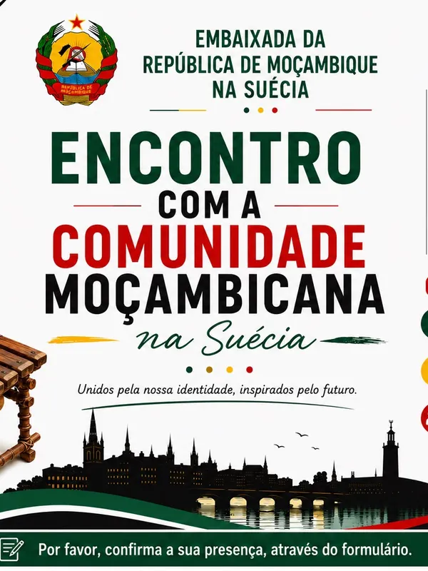 Poster: Meeting with the Mozambican Community in Sweden, 5 September 2026