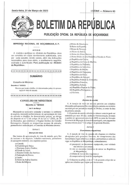 First page of Decree No. 10/2023 of 31 March