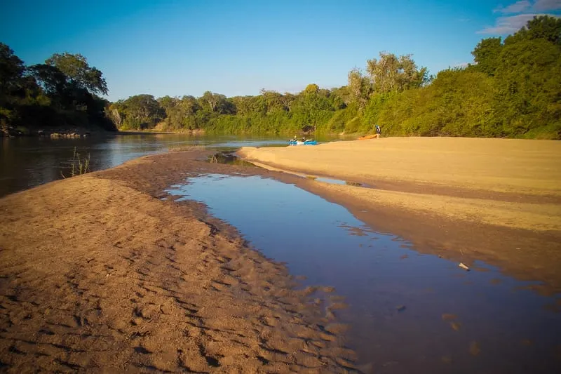 Sandy bank of the Lugenda River on the way to the Niassa Reserve